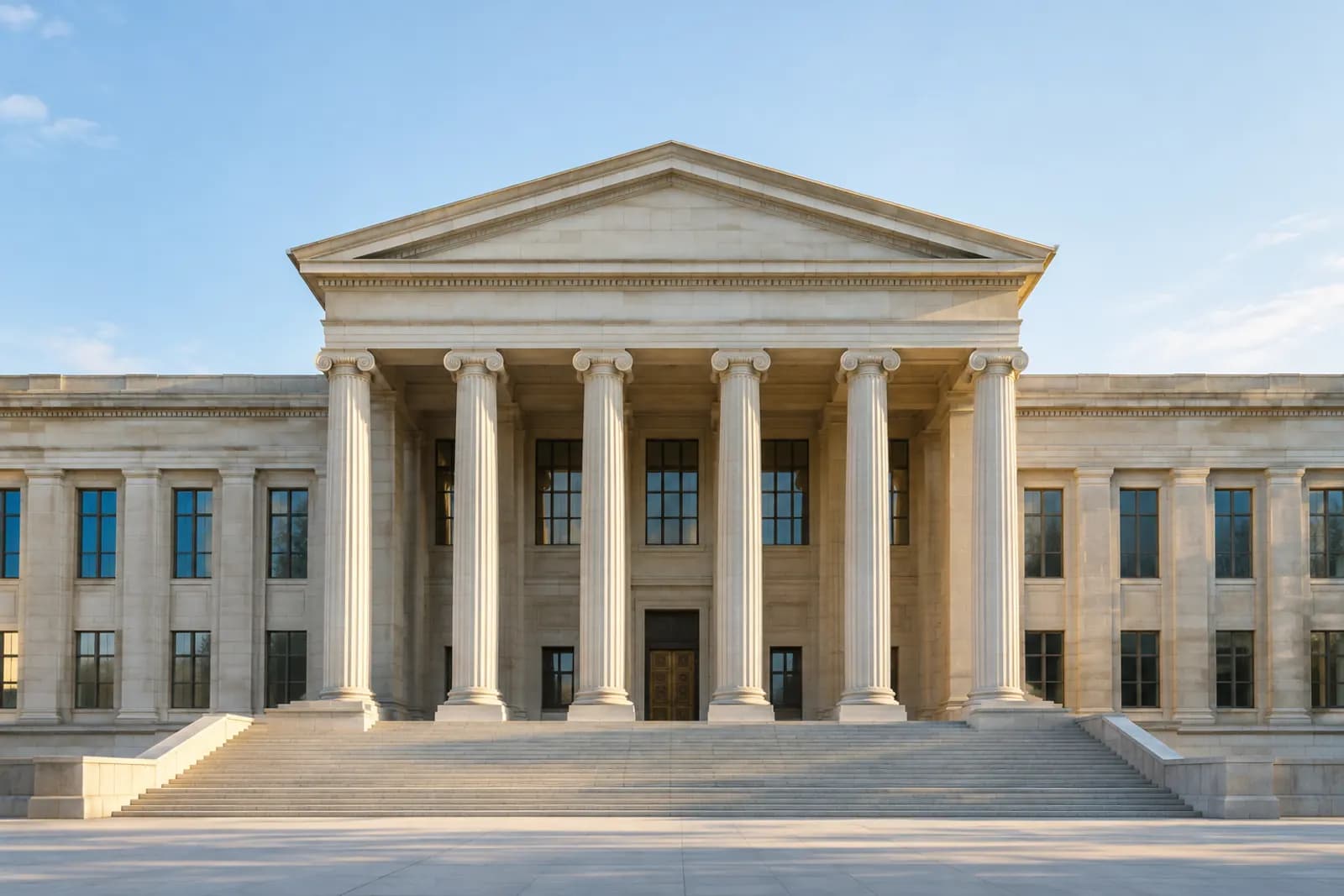 Columns on the front of a civic building